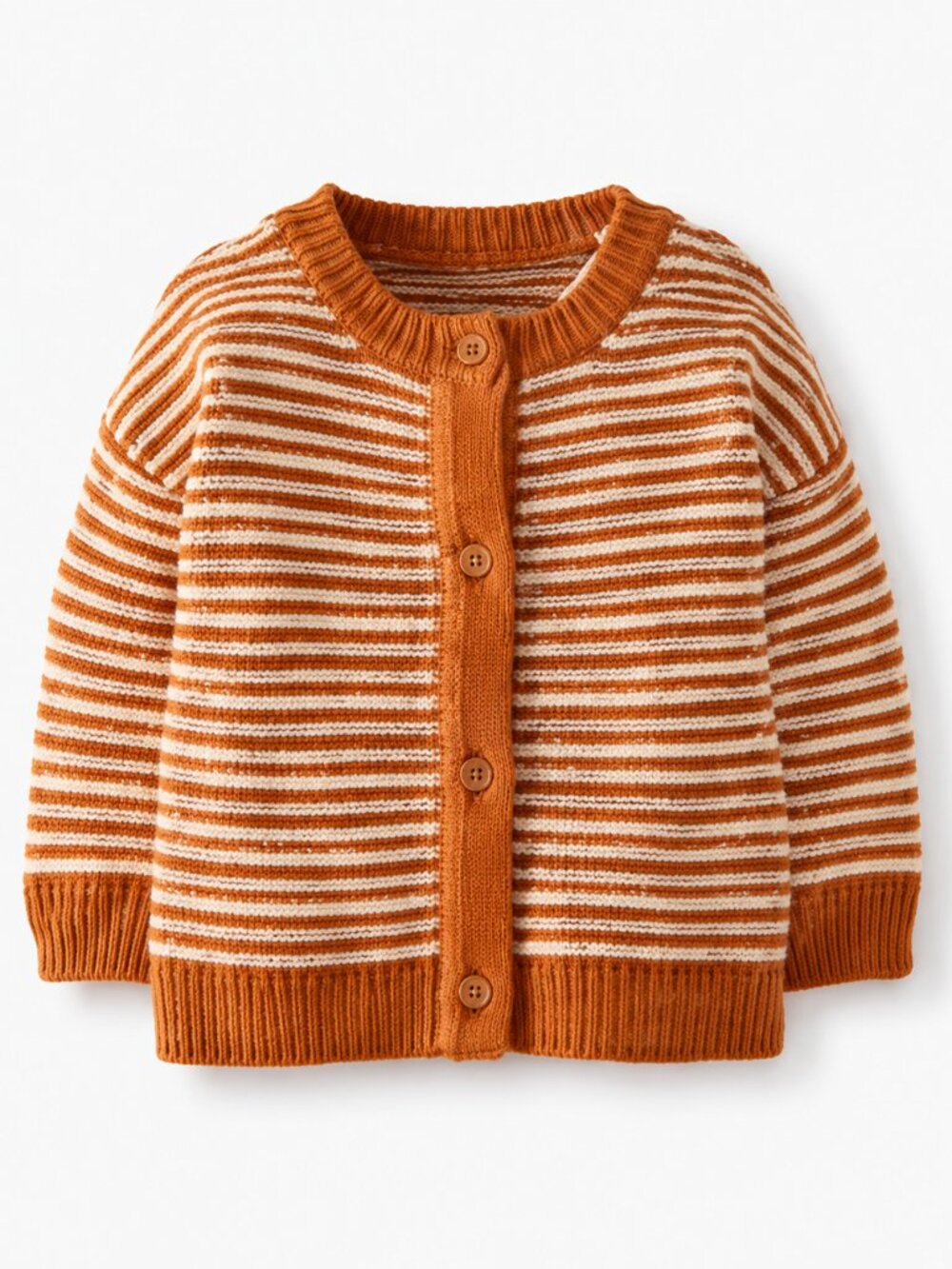 Hanna Anderson Baby Striped Cardigan Sweater in Ecru/Dogwood 0-3 mos